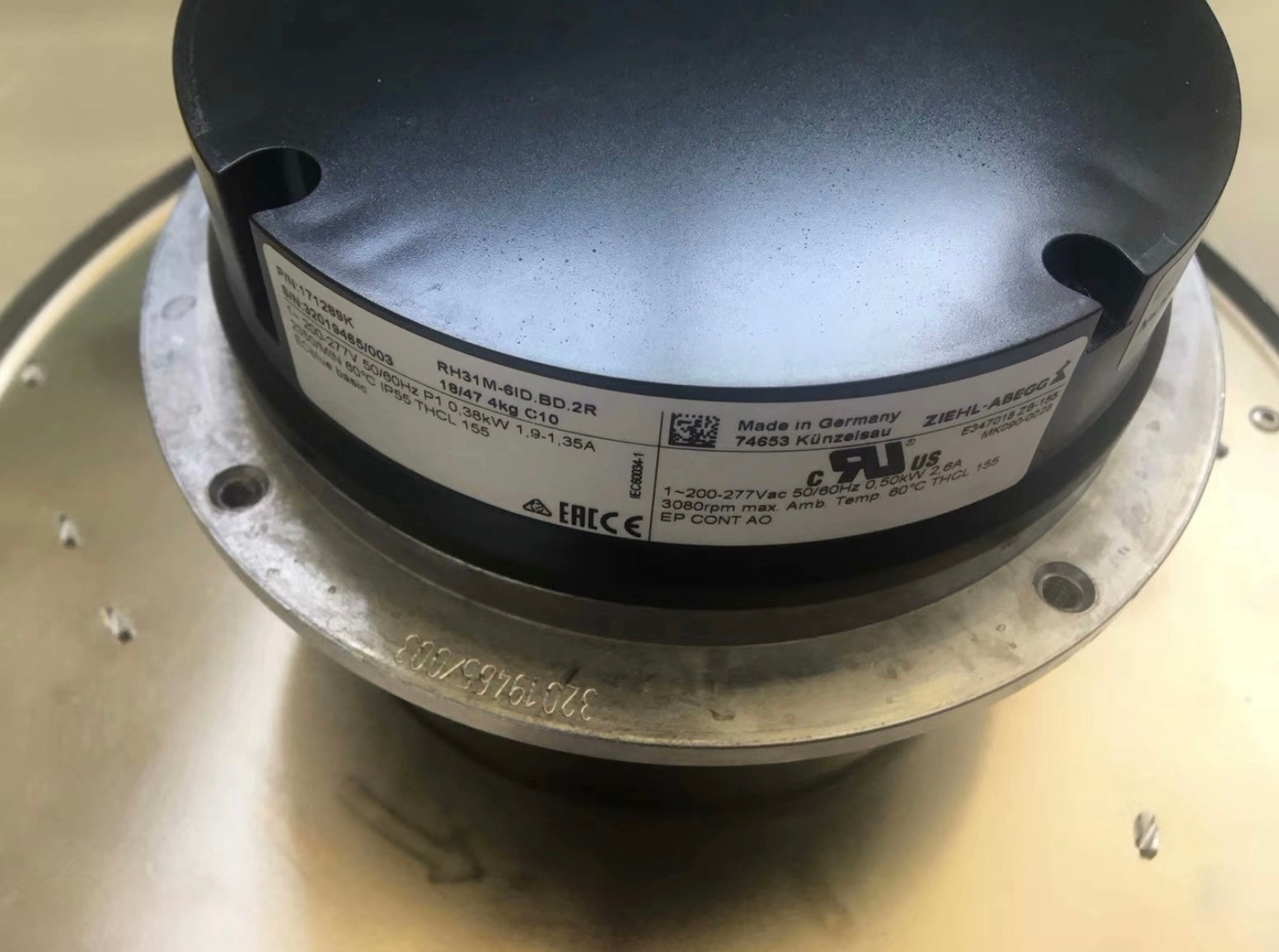 Top View RH31M-6ID.BD.1R ZIEHL-ABEGG centrifugal fan