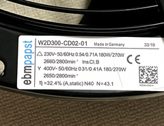 W2D300-CD02-01 M2D068-EC Ebm-Papst Axial Fan nameplate & label