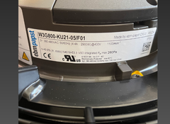 label & nameplate of ebm-papst W3G800-KU21-05 Axial EC Square Plate Fan
