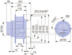ZIEHL-ABEGG RH40C-ZID.GG.CR centrifugal fan dimension