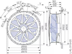 ZN080-SDL.6N.V7P5 ZIEHL-ABEGG Axial Fan drawing