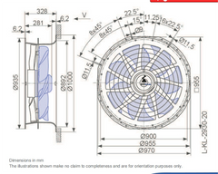 ZN080-ZIL.GL.V7P3 ZIEHL-ABEGG Axial Fan DIMENSION