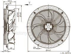 dimension of FN035-4EH.WD.V7 ZIEHL-ABEGG Axial Fan