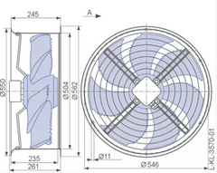 dimension of FN050-VDH.4I.A7P1 ZIEHL-ABEGG Axial Fan