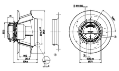 dimension of R3G450-PA31-03 ebm-papst centrifugal fan