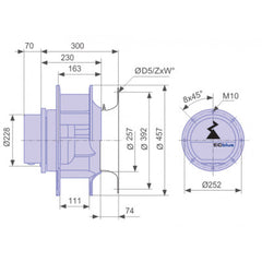 dimension of RH40C-ZID.GG.1R ZIEHL-ABEGG centrifugal fan