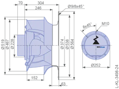 dimension of RH50V-ZIK.GG.VR ZIEHL-ABEGG Centrifugal fan