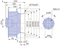 dimension of ZIEHL-ABEGG RH31V-4DK.0F.1R Centrifugal Fan