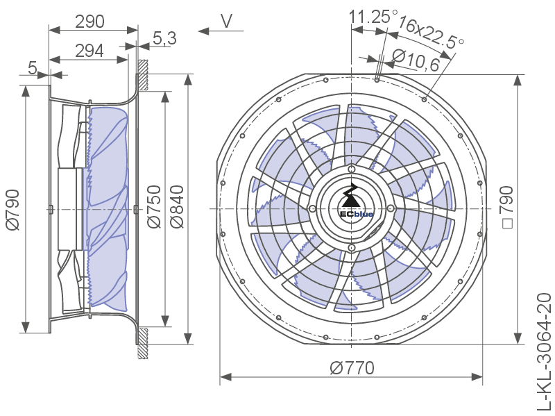 dimension of ZN063-ZIL.GL.V7P3 ZIEHL-ABEGG Fan