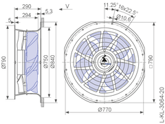 dimension of ZN063-ZIL.GL.V7P3 ZIEHL-ABEGG Fan