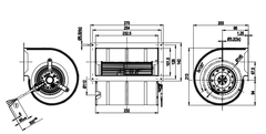 drawing of D4E133-DL01-J5 EBMpapst Fan