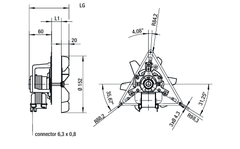 drawing of EBMPAPST R2K150-AC01-15 32W Axial Fan