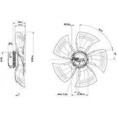 drawing of Ebm-papst A3G630-AQ37-94 630mm Axial FAN