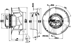 drawing of Ebmpapst R3G355-RG56-01 Centrifugal fan