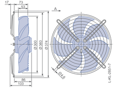 drawing of FN030-4ED.WC.A7 ZIEHL-ABEGG Axial Fan