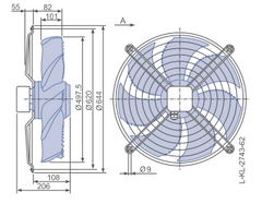 drawing of FN050-SDH.4F.A7P1 ZIEHL-ABEGG Axial Fan