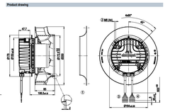 drawing of R3G250-RR01-H1 Ebm-papst Centrifugal Fan