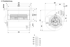 drawing of ebm-papst D2E146-AP47-C3 Centrifugal Fan