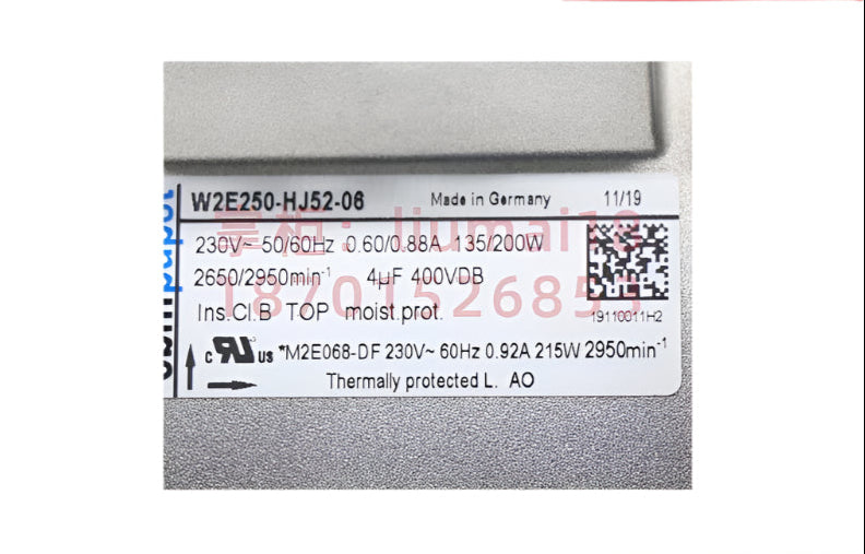 ebm-papst W2E250-HJ52-06 axial fan NAMEPLATE