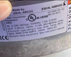 label & nameplate of RH56I-ZID.GL.CR ZIEHL-ABEGG centrifugal fan