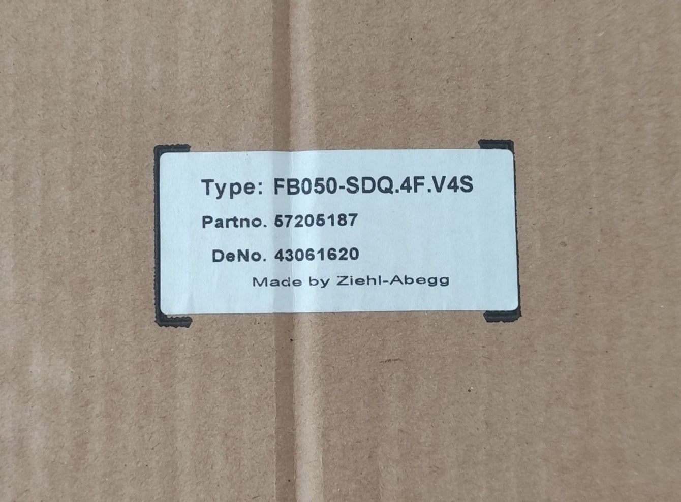 label of FB050-SDQ.4F.V4S ZIEHL-ABEGG Axial Fan