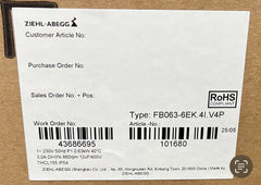 lable of FB063-6EK.4I.V4P ZIEHL-ABEGG Axial Fan