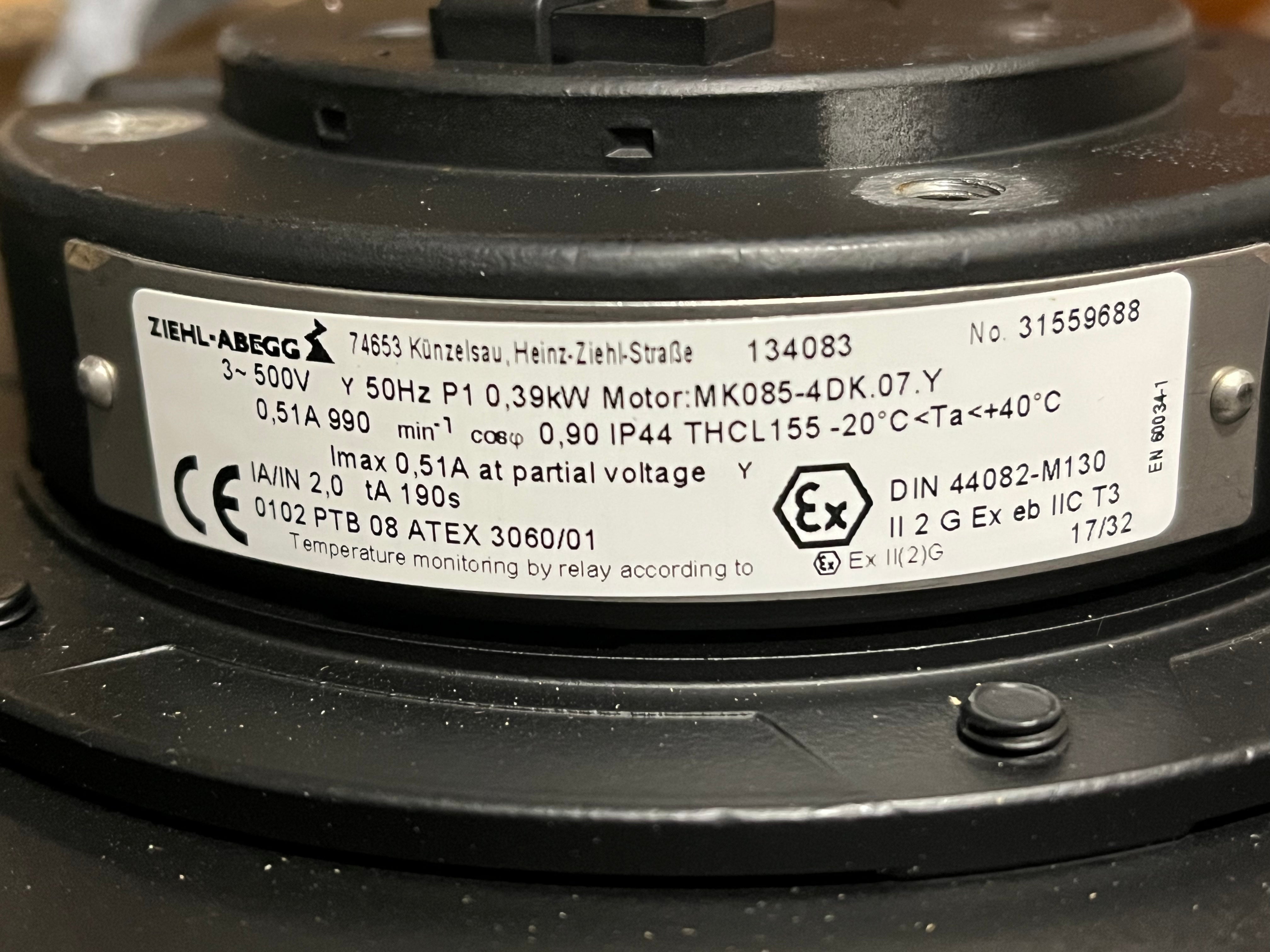 lable of RH31M-4DK.2Y.1R ZIEHL-ABEGG centrifugal fan