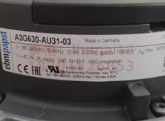 nameplate of Ebm-papst A3G630-AU31-03 630mm Axial FAN