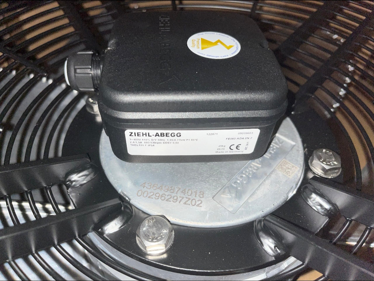 nameplate of FE080-ADA.6N.2 ZIEHL-ABEGG Axial Fan