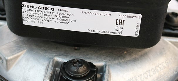 nameplate of FN050-4EK.4I.V7 ZIEHL-ABEGG Axial Fan