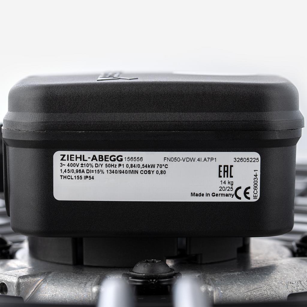 nameplate of FN050-VDW.4I.A7P1 ZIEHL-ABEGG Axial Fan