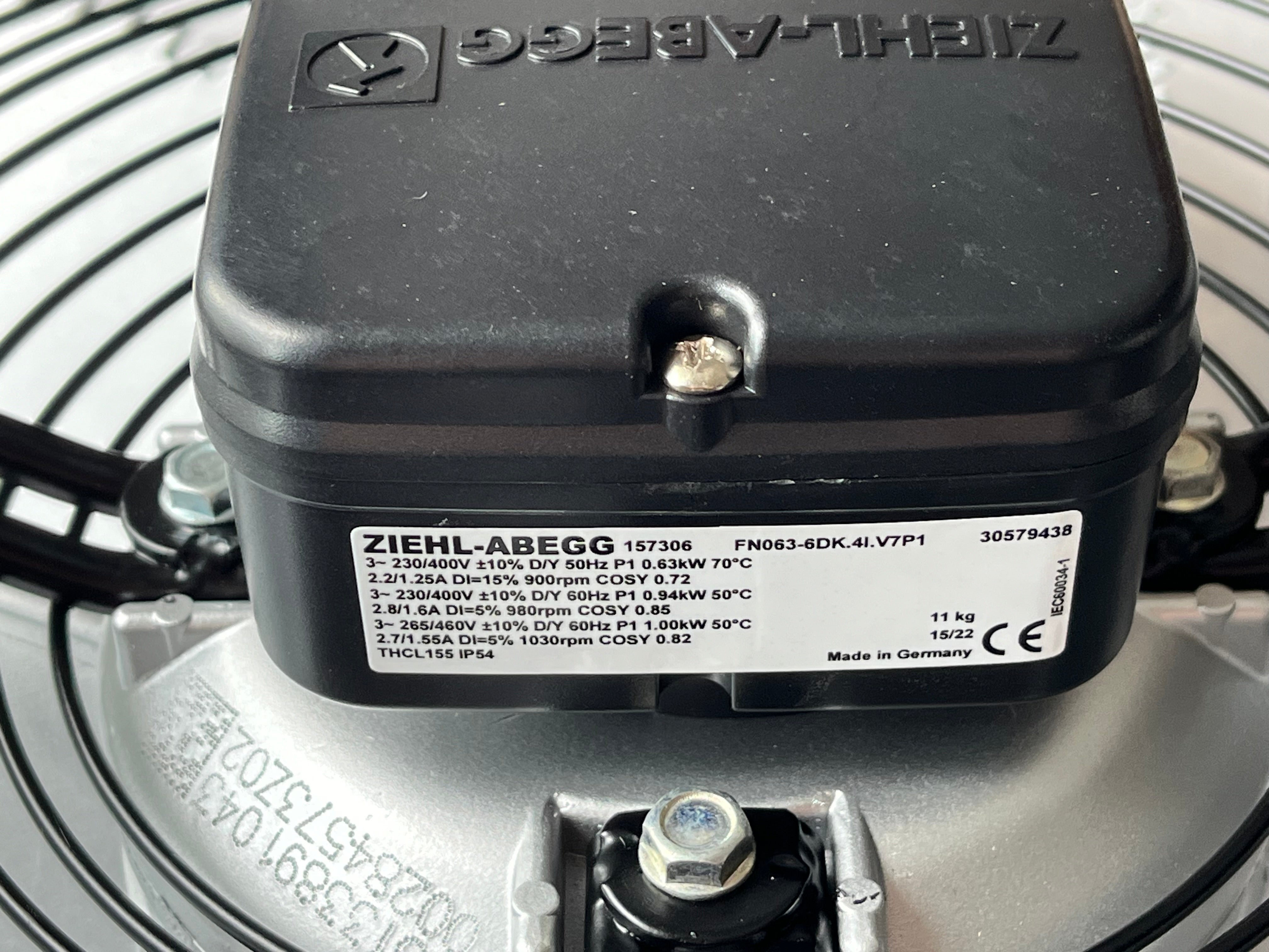 nameplate of FN063-6DK.4I.V7P1 ZIEHL-ABEGG Axial Fan