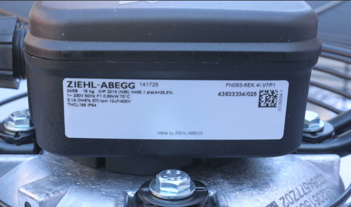 nameplate of FN063-6EK.4I.V7P1 ZIEHL-ABEGG Axial Fan