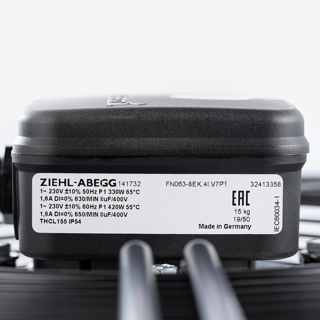 nameplate of FN063-8EK.4I.V7P1 ZIEHL-ABEGG Axial Fan
