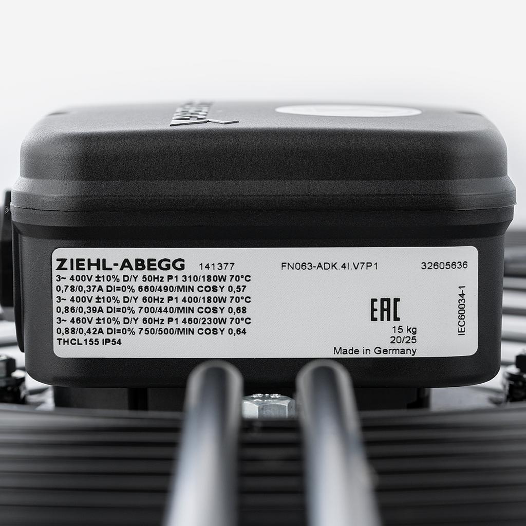 nameplate of FN063-ADK.4I.V7P1 ZIEHL-ABEGG Axial Fan