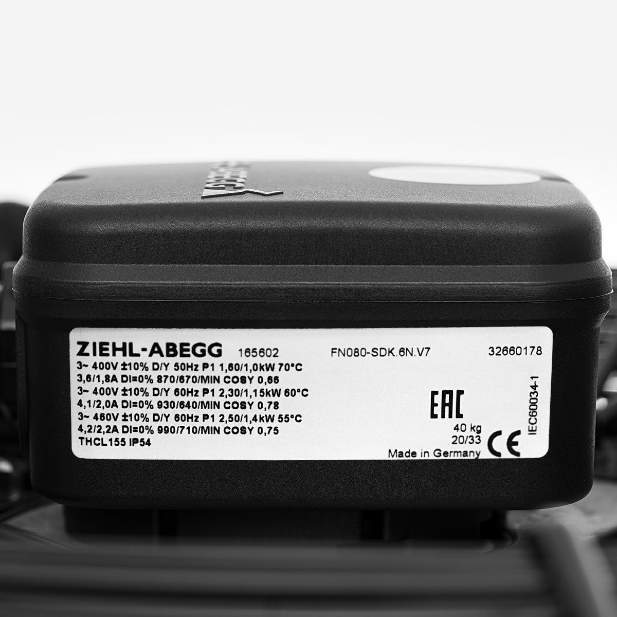 nameplate of FN080-SDK.6N.V7P1 ZIEHL-ABEGG Axial Fan