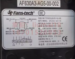 nameplate of Fans-tech AF630A3-AG5-00 Axial Fan