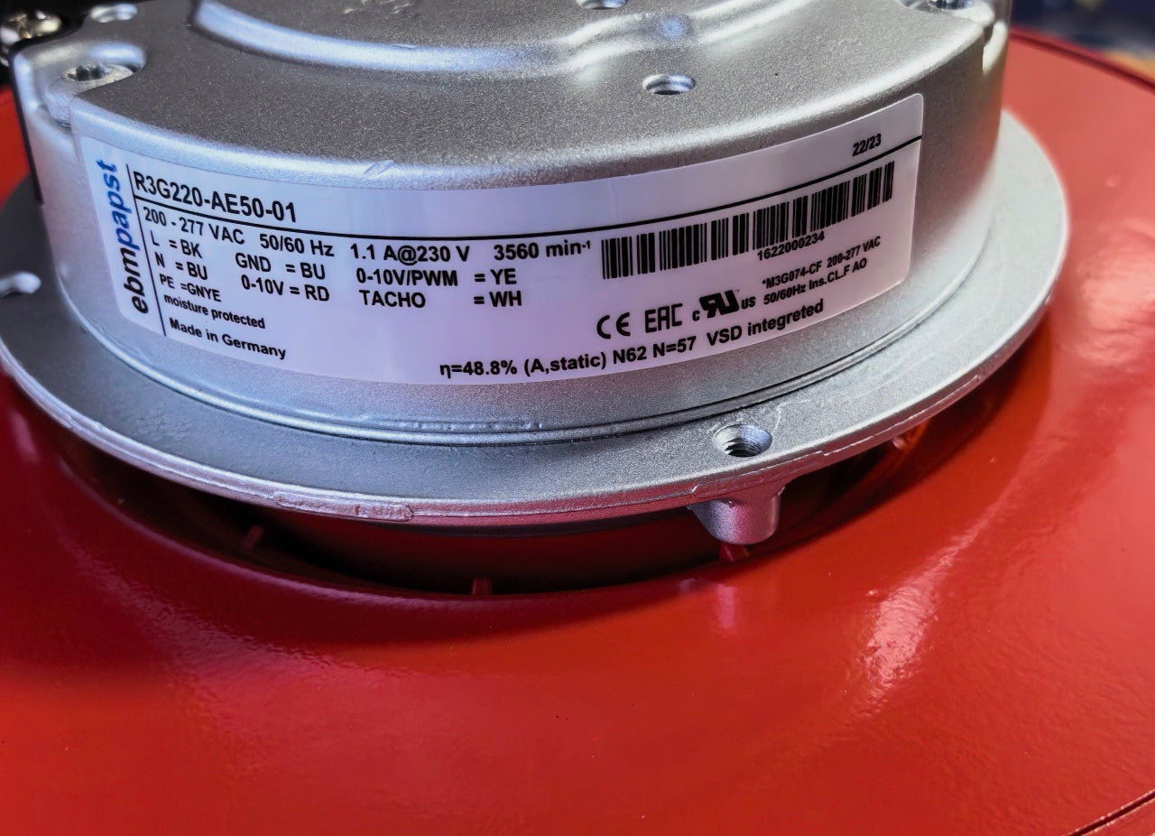 nameplate of R3G220-AE50-01 ebm papst centrifugal fan