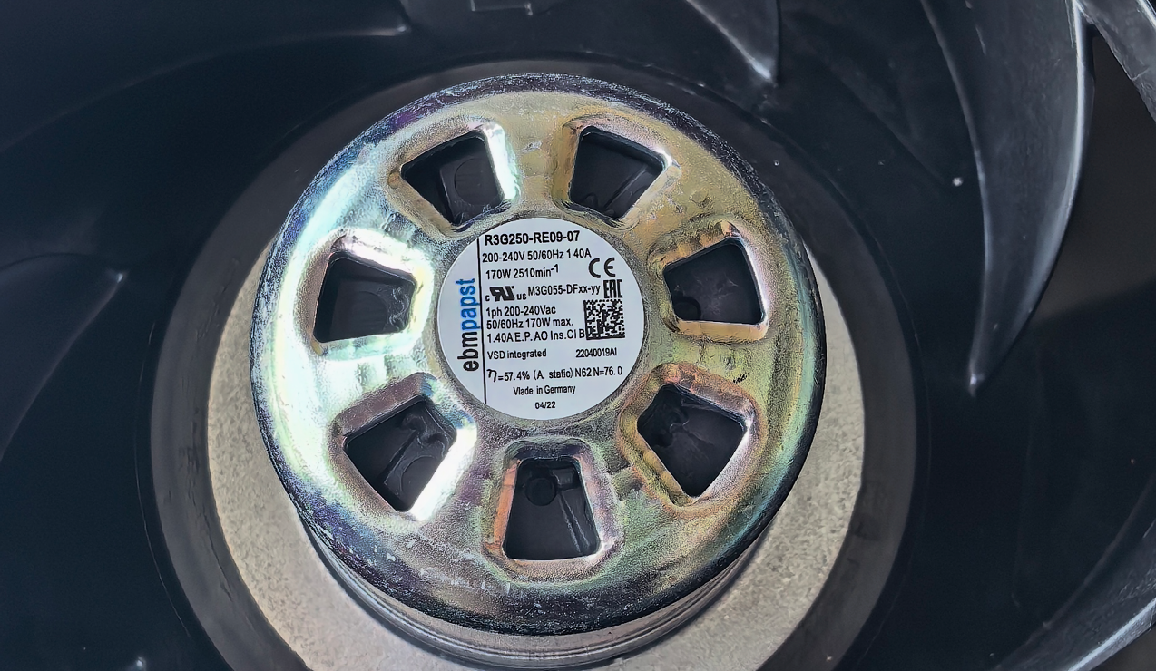 nameplate of R3G250-RE09-07 Ebm-papst Centrifugal fan
