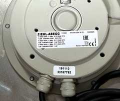 nameplate of RH31M-2DK.3I.1R ZIEHL-ABEGG centrifugal fan