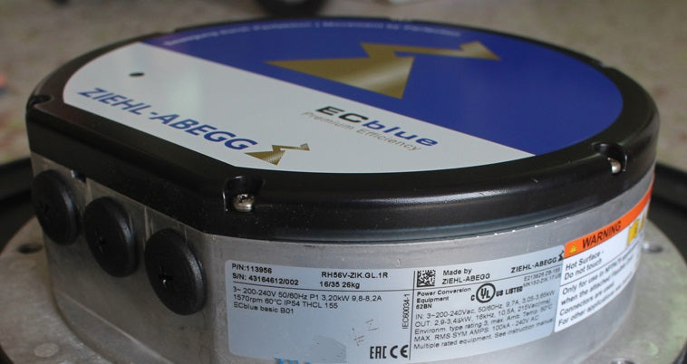 nameplate of RH56V-ZIK.GL.1R ZIEHL-ABEGG centrifugal fan