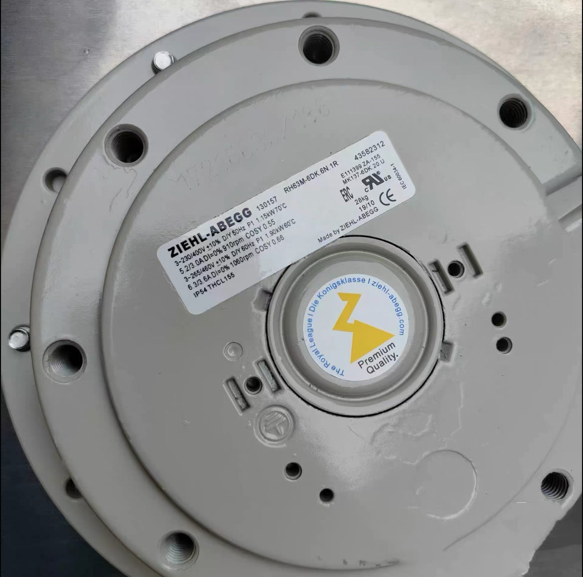 top view of RH63M-6DK.6N.1R ZIEHL-ABEGG centrifugal fan