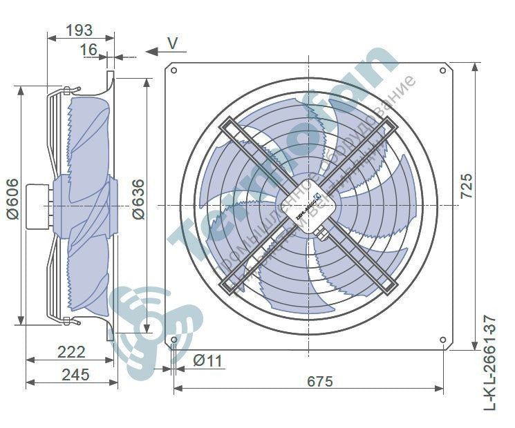 Drawing/dimension FN056-VDQ.4M.V7P2 ZIEHL-ABEGG Axial Fan
