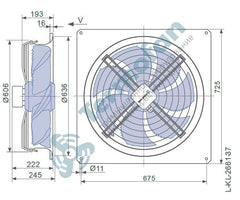 Drawing/dimension FN056-VDQ.4M.V7P2 ZIEHL-ABEGG Axial Fan