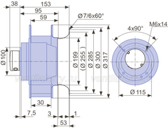 Drawing/dimension RH31M-2DK.3B.3R ZIEHL-ABEGG centrifugal fan