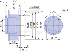 Drawing/dimension RH35M-2DK.5L.3R ZIEHL-ABEGG centrifugal fan