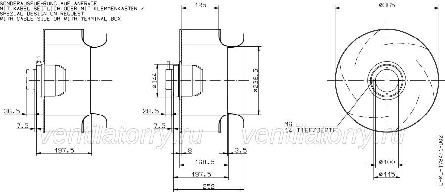 Drawing/dimension RH35M-4EK.4C.1R ZIEHL-ABEGG centrifugal fan