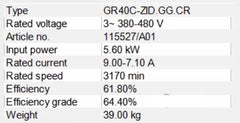 GR40C-ZID.GG.CR paramters