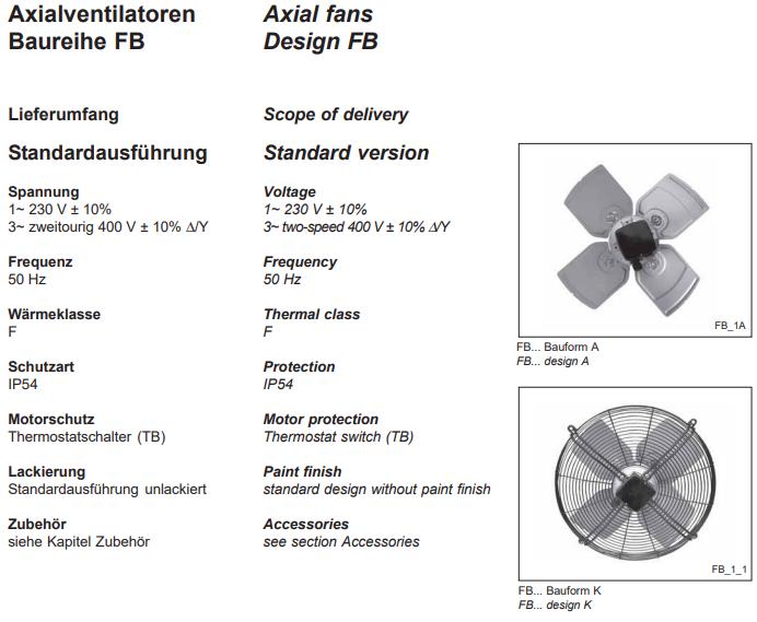 Parameters FB056-4DA.4I.V4L ZIEHL-ABEGG Axial Fan