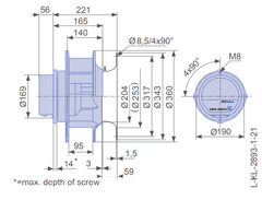 dimension of RH31C-ZID.DC.CR ZIEHL-ABEGG centrifugal fan
